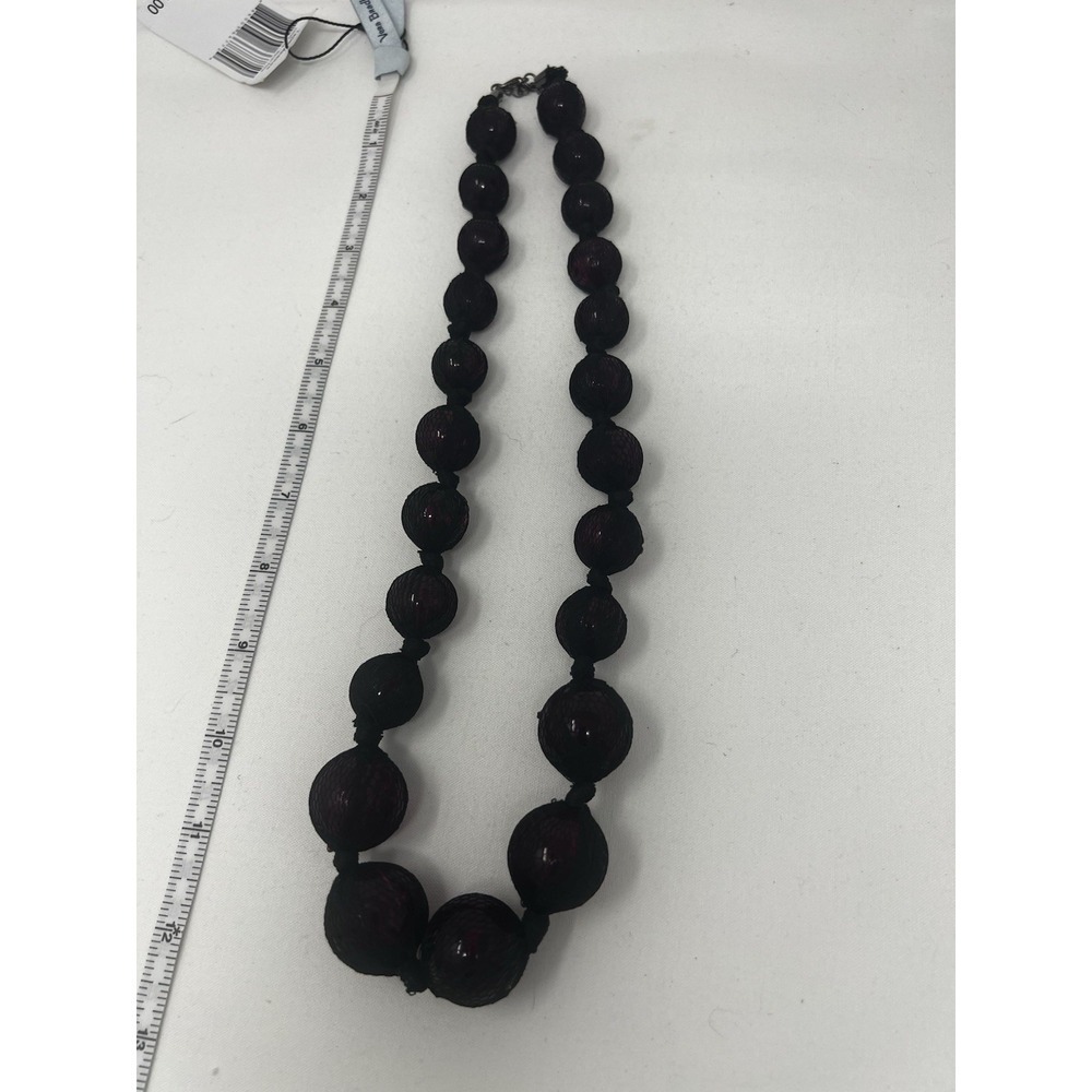 Estate Deep Purple Glass Beaded Necklace Black Mesh Express Retro Vintage Gothic